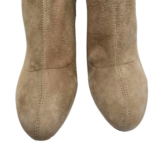 NIB SCHUTZ WOMENS MID CALF BEIGE LUPE STRETCH LEATHER BOOTS IN BRUSH TAN/SAND SZ - Picture 9 of 16